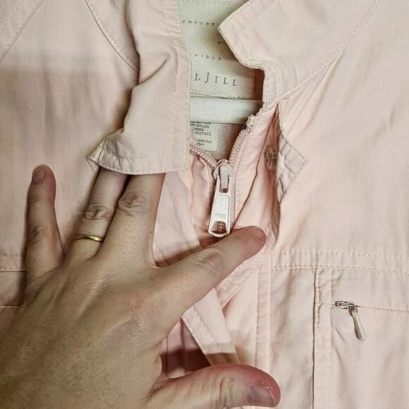 J.Jill Soft Pink Trench Style Jacket Fully Lined Belted‎ With 4 Pockets sz XS - Picture 7 of 16